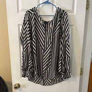 Torrid asymmetrical Striped Black and off White Women's Blouse